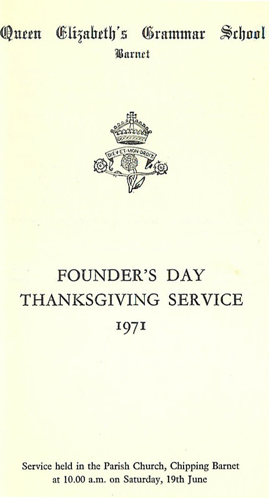 QE Barnet Founder's Day 1971