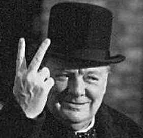 Churchill's first V-sign