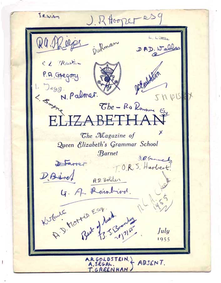 Elizabethan signed by Form 1B, 1955